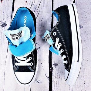 Converse Double Tongue Low Top Black Blue Size 9